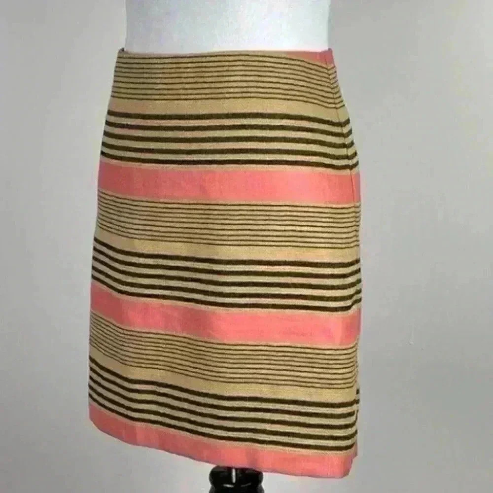 Ann Taylor loft skirt sz 00 linen striped Pencil career - Picture 5 of 9
